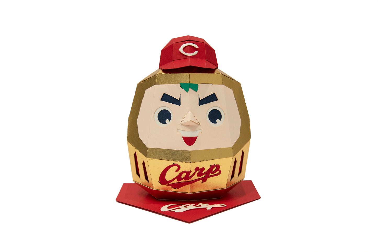 箔のペーパークラフト 置型(達磨のカープ坊や)